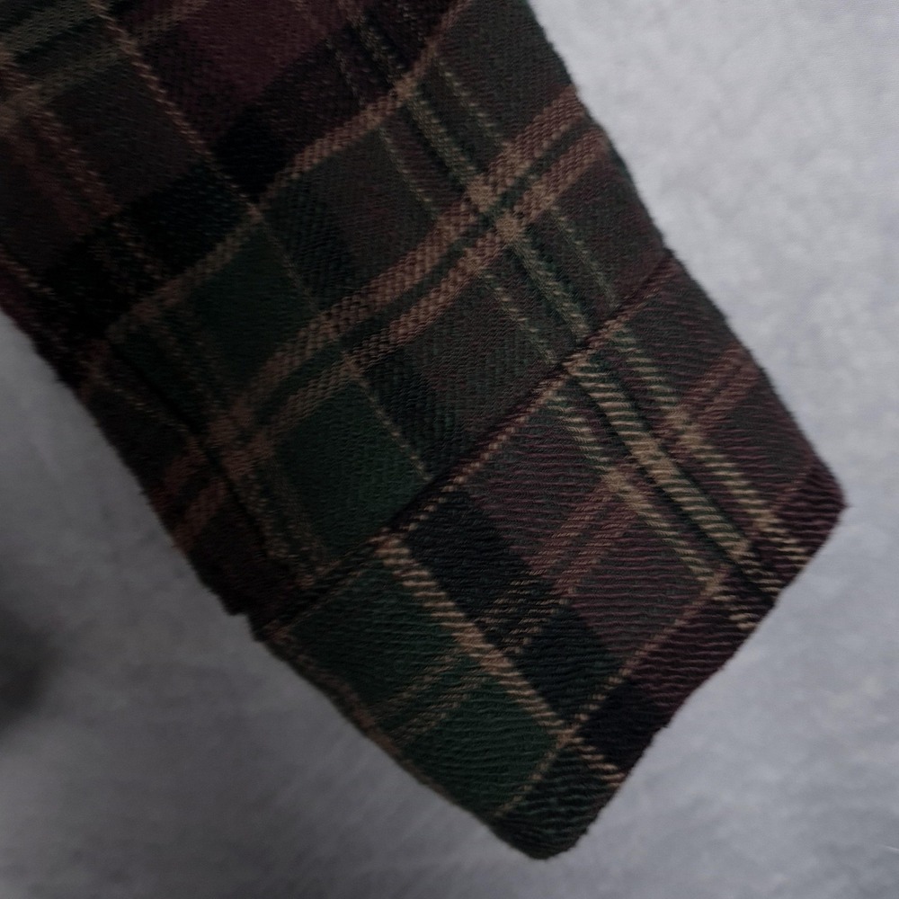Lucky Brand Flannel Shirt Mens Large Green Burgundy Plaid Button Up Heavyweight - Picture 7 of 16